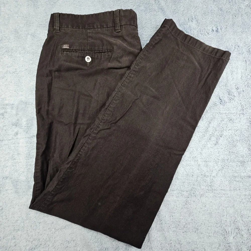 Ermengildo Zegna Sport Pants Mens 38x35 Brown 100% Cotton Trousers Flat Front